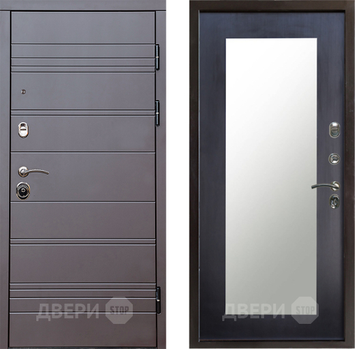 Входная металлическая Дверь Престиж Линия Браун Зеркло Пастораль Венге в Электроуглях