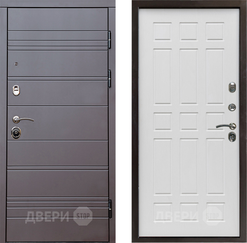 Входная металлическая Дверь Престиж Линия Браун Спарта Белое дерево в Электроуглях