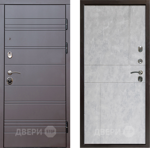 Входная металлическая Дверь Престиж Линия Браун Горизонт Бетон светлый в Электроуглях