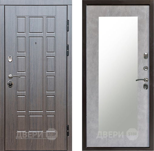 Входная металлическая Дверь Престиж Престиж Зеркло Пастораль Бетон светлый в Электроуглях