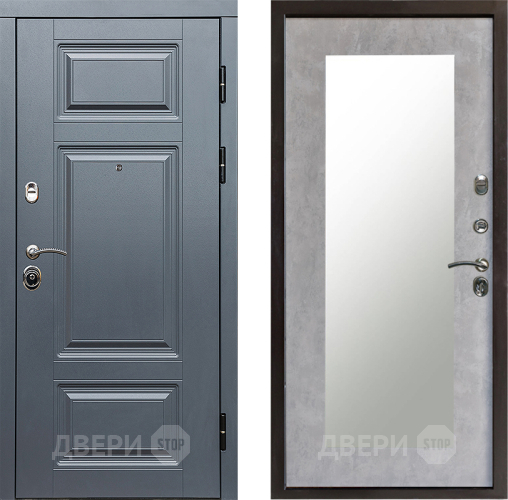 Входная металлическая Дверь Престиж Премиум Зеркло Пастораль Бетон светлый в Электроуглях