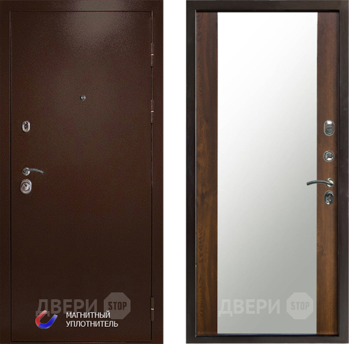 Входная металлическая Дверь Престиж Медь Зеркало Дуб в Электроуглях