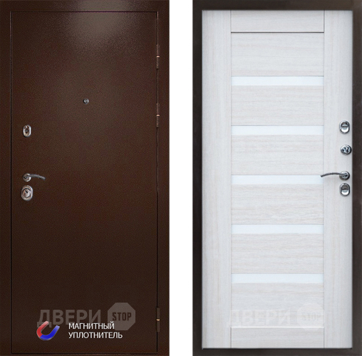 Входная металлическая Дверь Престиж Медь Царга Лиственница белая в Электроуглях