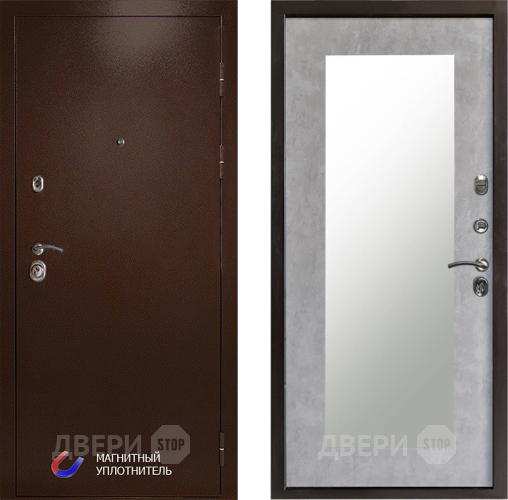 Входная металлическая Дверь Престиж Медь Зеркло Пастораль Бетон светлый в Электроуглях