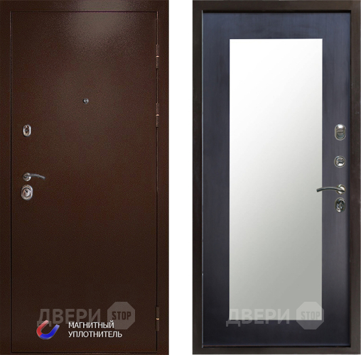 Входная металлическая Дверь Престиж Медь Зеркло Пастораль Венге в Электроуглях