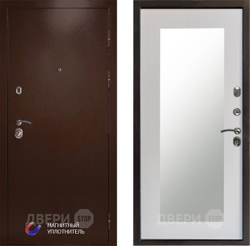 Входная металлическая Дверь Престиж Медь Зеркло Пастораль Лиственница белая в Электроуглях