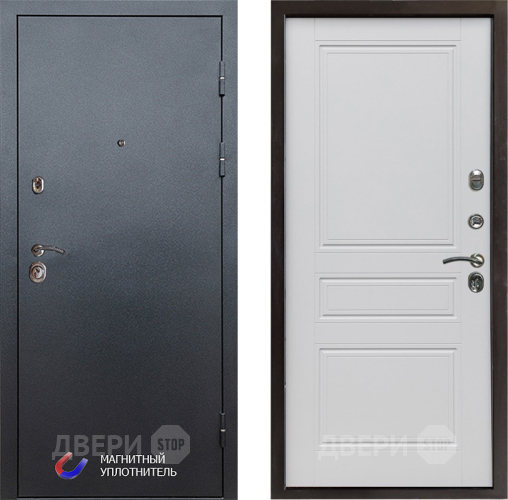Входная металлическая Дверь Престиж Графит Классика Белый матовый в Электроуглях