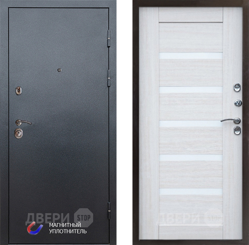 Входная металлическая Дверь Престиж Графит Царга Лиственница белая в Электроуглях