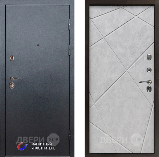 Входная металлическая Дверь Престиж Графит Лучи Бетон светлый в Электроуглях
