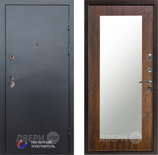 Входная металлическая Дверь Престиж Графит Зеркло Пастораль Дуб в Электроуглях