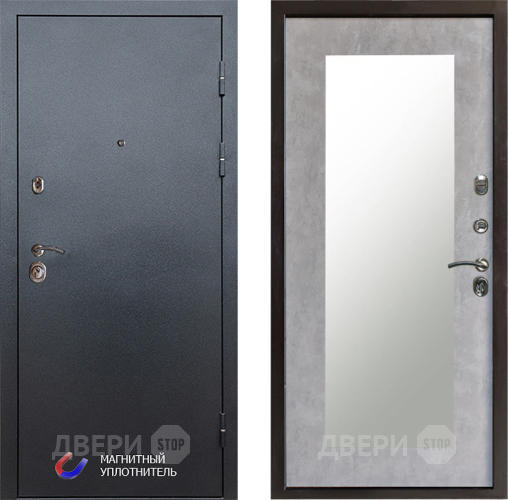 Дверь Престиж Графит Зеркло Пастораль Бетон светлый в Электроуглях