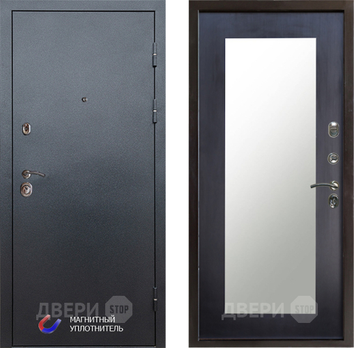 Входная металлическая Дверь Престиж Графит Зеркло Пастораль Венге в Электроуглях