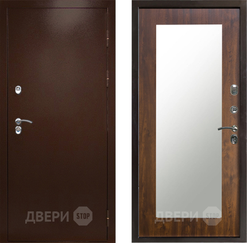 Входная металлическая Дверь Престиж TERMO с терморазрывом Снегирь Медь Зеркало пастораль Дуб в Электроуглях