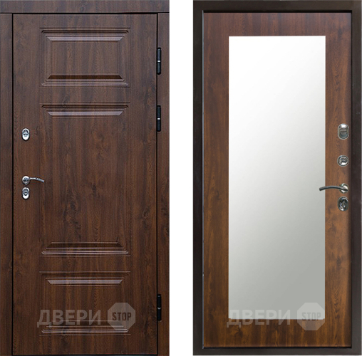 Входная металлическая Дверь Престиж TERMO с терморазрывом Премиум Орех Зеркало пастораль Дуб в Электроуглях