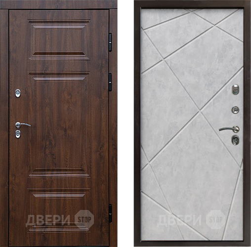 Входная металлическая Дверь Престиж TERMO с терморазрывом Премиум Орех Лучи Бетон светлый в Электроуглях
