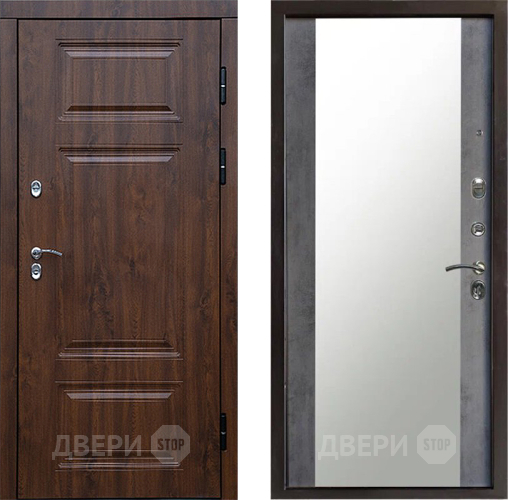 Дверь Престиж TERMO с терморазрывом Премиум Орех Зеркало Бетон темный в Электроуглях