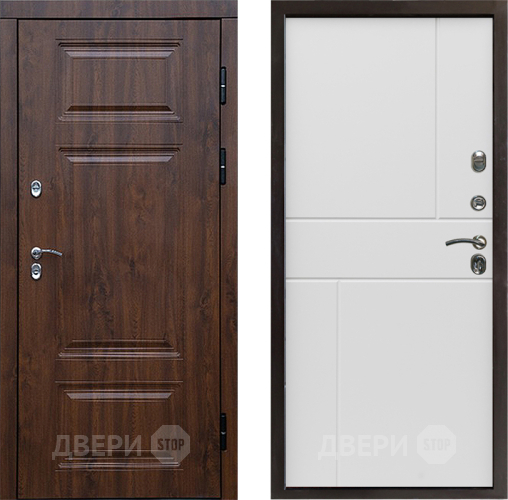 Входная металлическая Дверь Престиж TERMO с терморазрывом Премиум Орех Горизонт Бетон белый в Электроуглях