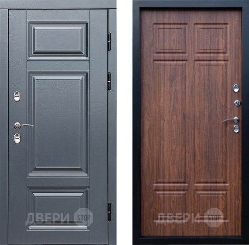 Входная металлическая Дверь Престиж TERMO с терморазрывом Премиум Грэй Премиум Орех темный в Электроуглях