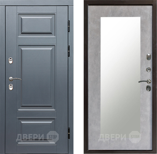 Входная металлическая Дверь Престиж TERMO с терморазрывом Премиум Грэй Зеркало пастораль Бетон светлый в Электроуглях