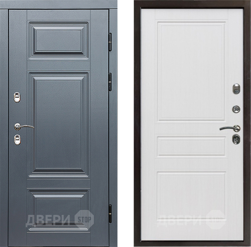 Входная металлическая Дверь Престиж TERMO с терморазрывом Премиум Грэй Классика Белое дерево в Электроуглях