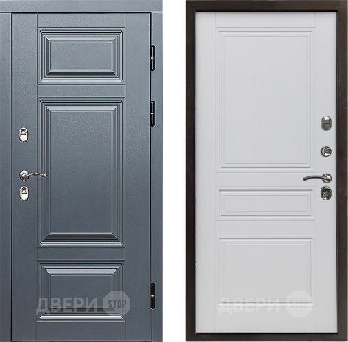 Входная металлическая Дверь Престиж TERMO с терморазрывом Премиум Грэй Классика Белый матовый в Электроуглях