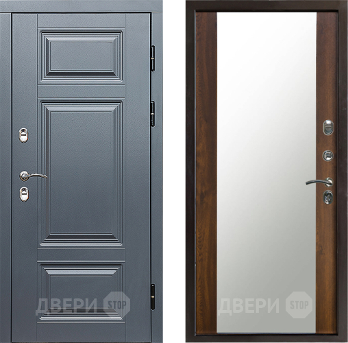 Входная металлическая Дверь Престиж TERMO с терморазрывом Премиум Грэй Зеркало Дуб в Электроуглях