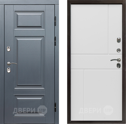 Входная металлическая Дверь Престиж TERMO с терморазрывом Премиум Грэй Горизонт Бетон белый в Электроуглях