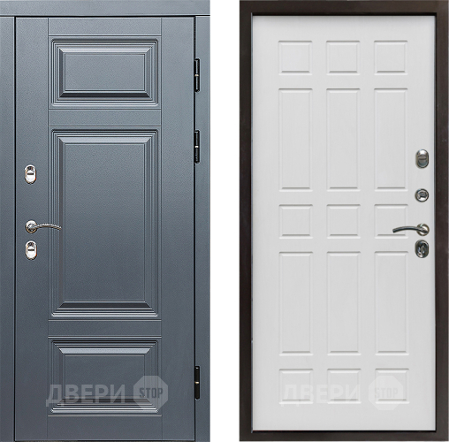 Входная металлическая Дверь Престиж TERMO с терморазрывом Премиум Грэй Спарта Белое дерево в Электроуглях