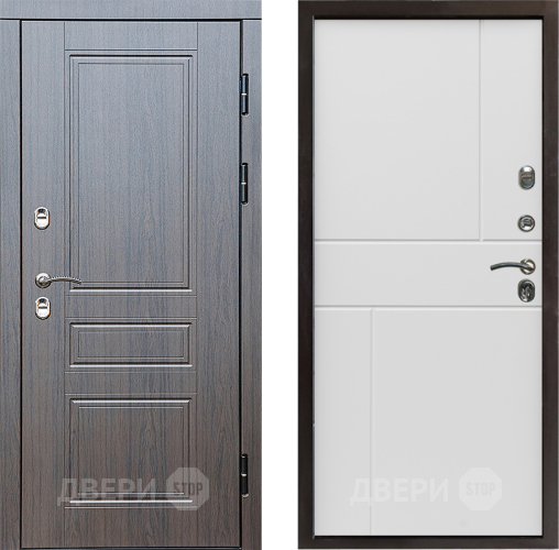Входная металлическая Дверь Престиж TERMO с терморазрывом Классика Горизонт Бетон белый в Электроуглях