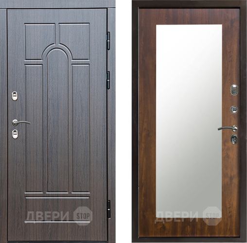 Входная металлическая Дверь Престиж TERMO с терморазрывом Арка Зеркало пастораль Дуб в Электроуглях