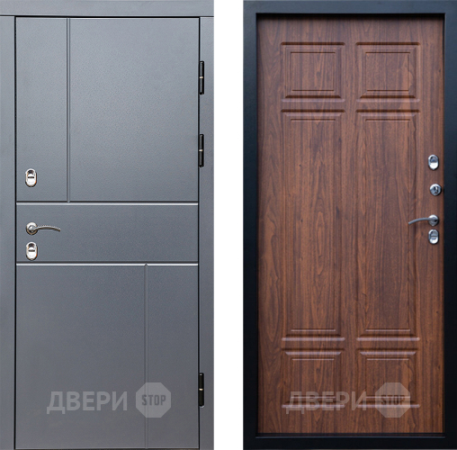 Входная металлическая Дверь Престиж TERMO с терморазрывом Горизонт Грэй Премиум Орех темный в Электроуглях