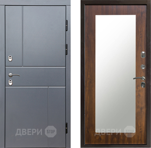 Входная металлическая Дверь Престиж TERMO с терморазрывом Горизонт Грэй Зеркало пастораль Дуб в Электроуглях