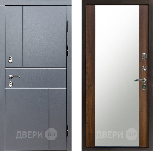 Входная металлическая Дверь Престиж TERMO с терморазрывом Горизонт Грэй Зеркало Дуб в Электроуглях