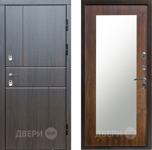Входная металлическая Дверь Престиж TERMO с терморазрывом Горизонт Венге Зеркало пастораль Дуб в Электроуглях