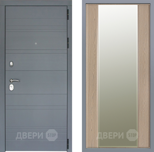 Дверь Заводские двери Лира Софт графит Зеркало Макси Беленый дуб в Электроуглях