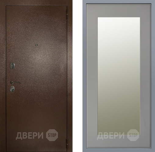 Дверь Заводские двери Эталон 3к антик медь Зеркало Модерн Грей софт в Электроуглях
