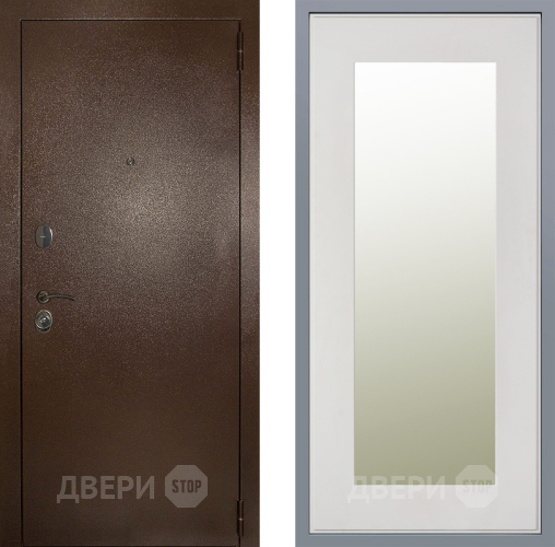 Дверь Заводские двери Эталон 3к антик медь Зеркало Модерн Белый софт в Электроуглях