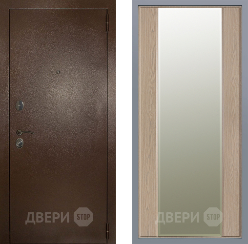 Дверь Заводские двери Эталон 3к антик медь Зеркало Макси Беленый дуб в Электроуглях