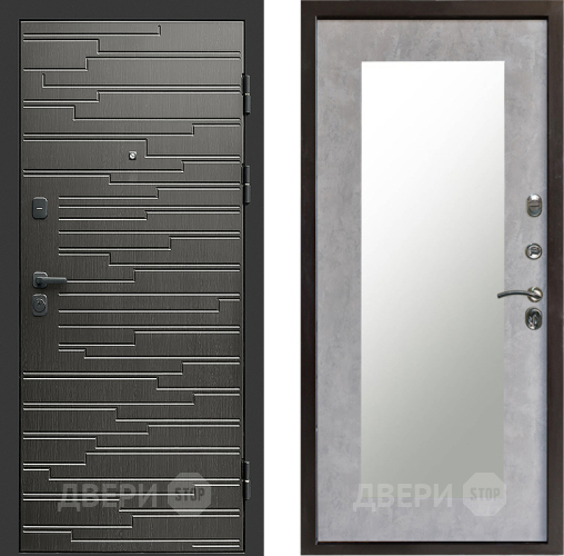 Входная металлическая Дверь Престиж Rivera Зеркло Пастораль Бетон светлый в Электроуглях