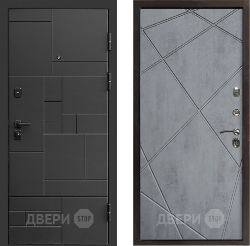 Входная металлическая Дверь Престиж Kvadro Лучи Бетон темный в Электроуглях