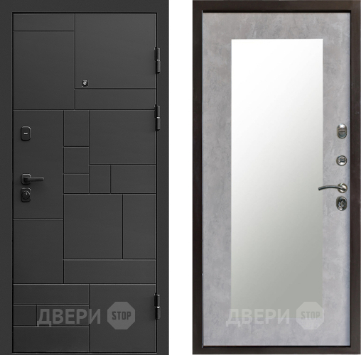 Входная металлическая Дверь Престиж Kvadro Зеркло Пастораль Бетон светлый в Электроуглях