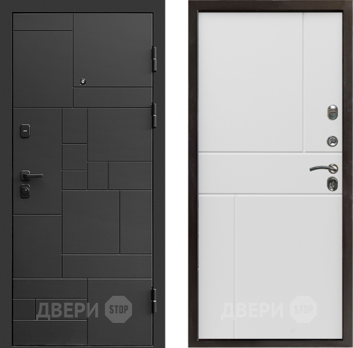 Входная металлическая Дверь Престиж Kvadro Горизонт Бетон белый в Электроуглях