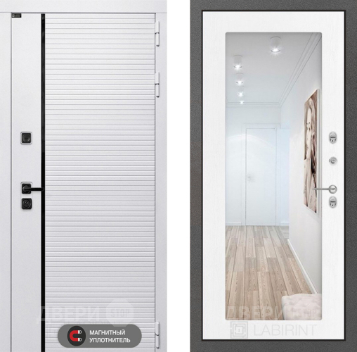 Дверь Лабиринт (LABIRINT) Royal Зеркало 18 Белое дерево в Электроуглях