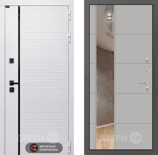 Входная металлическая Дверь Лабиринт (LABIRINT) Royal Зеркало 19 Грей софт в Электроуглях