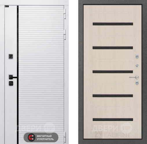 Входная металлическая Дверь Лабиринт (LABIRINT) Royal 01 Беленый дуб в Электроуглях