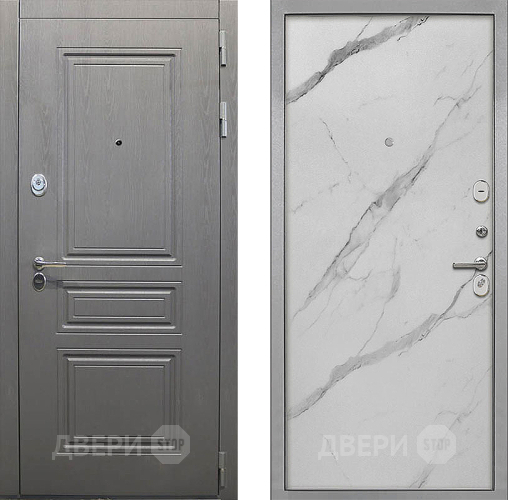 Входная металлическая Дверь Интекрон (INTECRON) Брайтон Графит Гладкая Мрамор натуральный арктик в Электроуглях