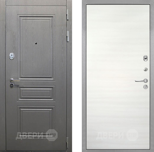 Входная металлическая Дверь Интекрон (INTECRON) Брайтон Графит Гладкая Дуб сильвер поперечный в Электроуглях