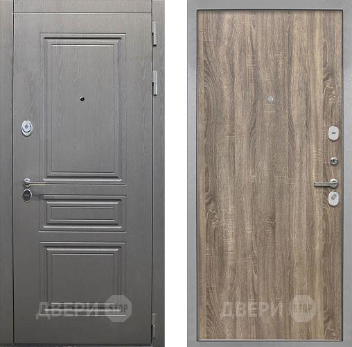 Входная металлическая Дверь Интекрон (INTECRON) Брайтон Графит Гладкая Дуб турин в Электроуглях