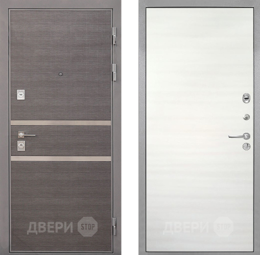 Входная металлическая Дверь Интекрон (INTECRON) Неаполь Гладкая Дуб сильвер поперечный в Электроуглях