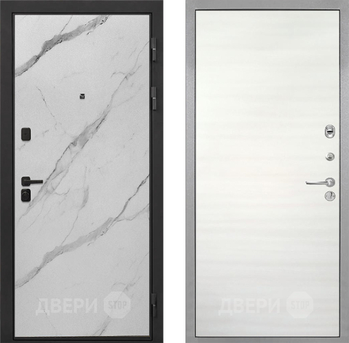 Входная металлическая Дверь Интекрон (INTECRON) Профит Black Мрамор Арктик Гладкая Дуб сильвер поперечный в Электроуглях